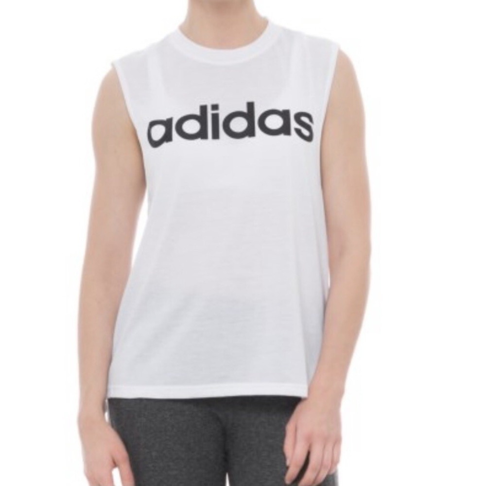 Adidas Tank Top Women L Dash Workout Muscle Shirt Graphic Essential Tee NWT - Picture 6 of 6